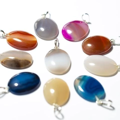 10 Pingente Cabochão 22mm Agata Mista Natural Prata 950 ATACADO