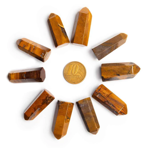 10 Mini Pontinha Jaspe Amarelo Pedra Natural 25 a 35mm