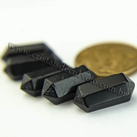 5 Micro pontinha Bi Ponta Obsidiana Negra 15mm pra montar joias