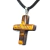 Colar Crucifixo Pedra Olho De Tigre Natural Envolto Prateado - comprar online