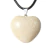 Colar Coração Feldspato Branco Natural Banhado Prateado