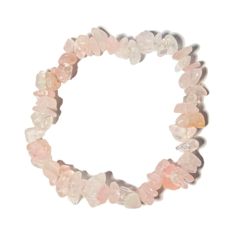 Pulseira Pedra Quartzo Rosa Rolado Fibra de Silicone