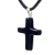 Colar Crucifixo Pedra Onix Preto Natural Pino Prateado - comprar online