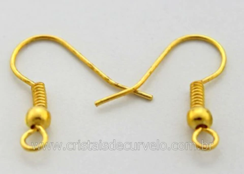 1 Par de Presilha Anzol para Montagem de Brinco Banho Dourado