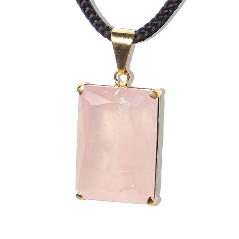 Colar Quartzo Rosa Facetado Manual Garra Dourado