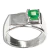 Anel Nlux Masculino Pedra Esmeralda Prata 950 Aro Fixo 21