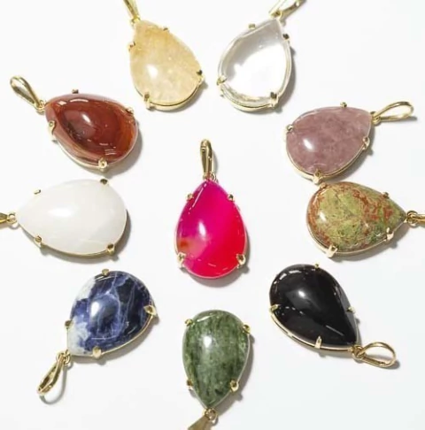 10 Pingente Gota Pedras Mistas Garra Flash Dourado ATACADO