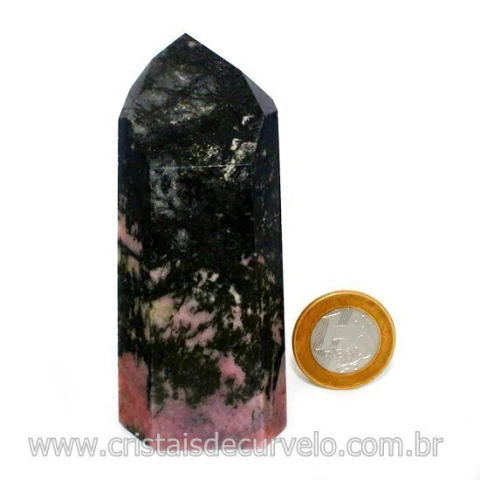 Ponta Rodonita Pedra Lapidada Gerador Sextavado Cod 129556