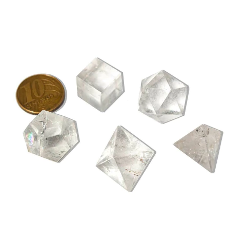 Kit Radionico Cristal Solido De Platão Quartzo Facetado