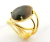 Anel Jaspe Policromo Cabochão Oval Pequeno Dourado