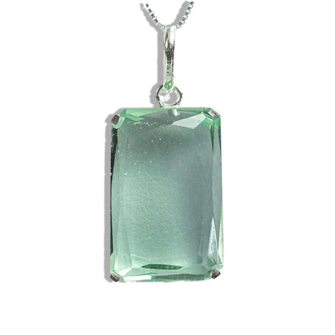 Colar Obsidiana Verde Pedra Facetado Prata 950 Garra