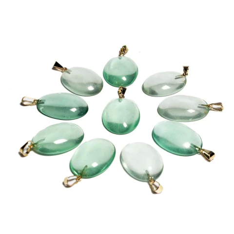 10 Pingente Cabochão Obsidiana Verde Montagem Dourado