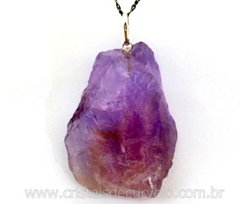 5 Pingente Pedra Ametista Bruto Natural Pino Prata 950