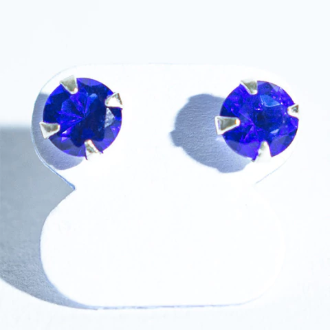 Brinco Ponto de Luz Zircônia Safira Azul 5mm Prata 925