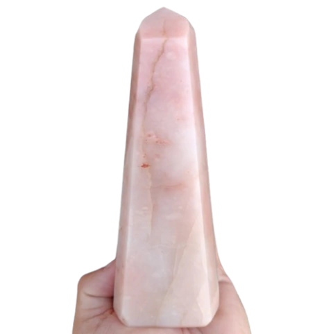 Ponta Quartzo Goiaba Pedra Natural Gerador 16cm 498g