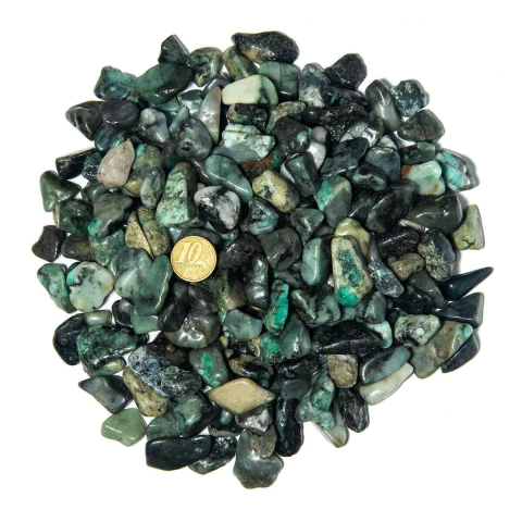 1 kg Esmeralda Rolado Pedra Natural P 10 a 20mm Classe C
