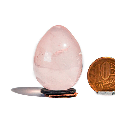 Ovo YONI Quartzo Rosa Natural Sem Furo Pompoarismo 33mm