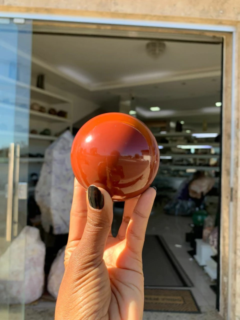Esfera Jaspe Vermelho Pedra Lapidado 479g 6,8cm