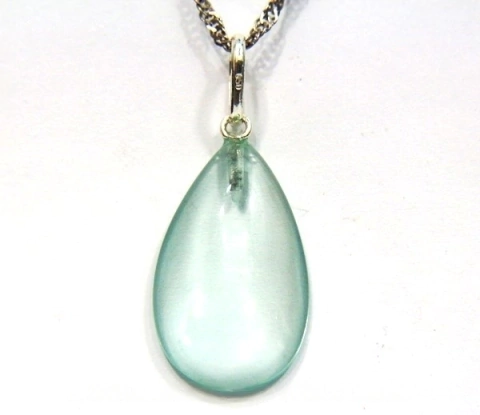 Colar Gota Obsidiana Verde Montagem Prata 950