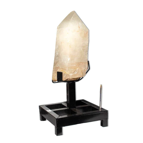 Pedra Quartzo Cristal Ponta Retificada Com Base 27,9Kg 64cm