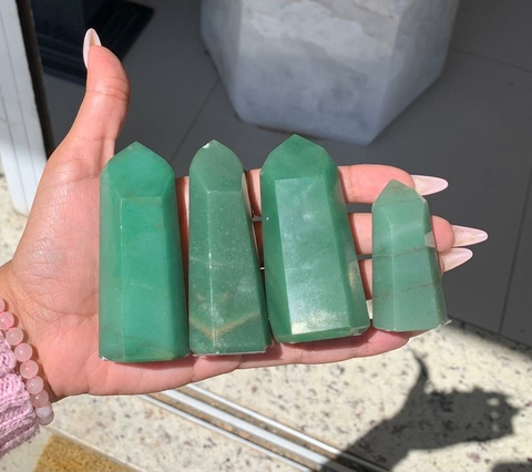 kit 04 Ponta Quartzo Verde Polimento VIBRADOR Aprox 500g