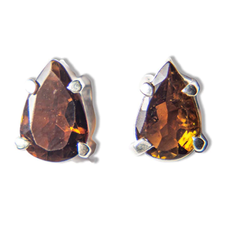 Brinco Pedra Andaluzita Gota Facetado Tarraxa Prata 950