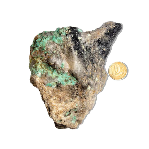 Esmeralda na Matriz Turmalina Bruta Natural 550 a 600g 125mm