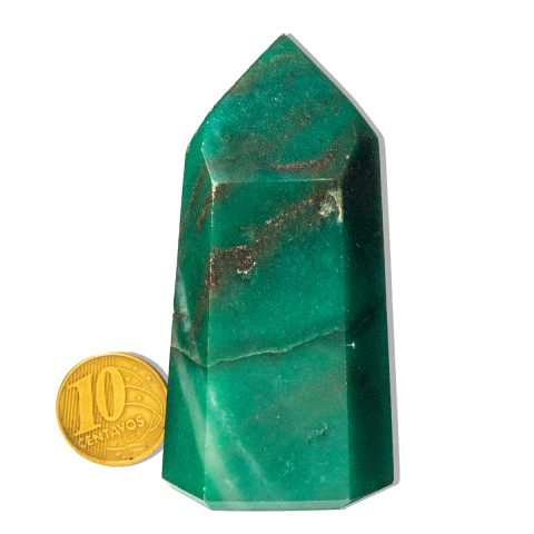 01 Ponta Aventurina Verde Natural 100 a 200g 6 a 8cm Tipo A