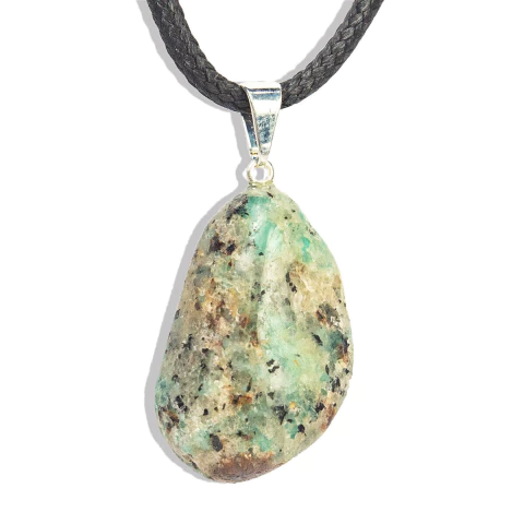 Colar Pedra Amazonita Paraiba Pedrinha Rolado Pino Prateado