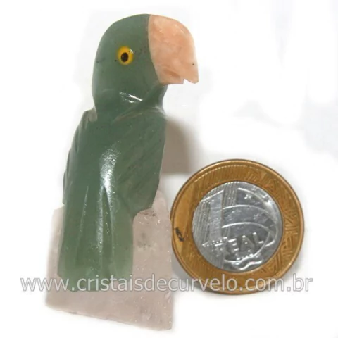 Periquito Pedra Quartzo verde Passaro Base Mineral Natural cod 128276
