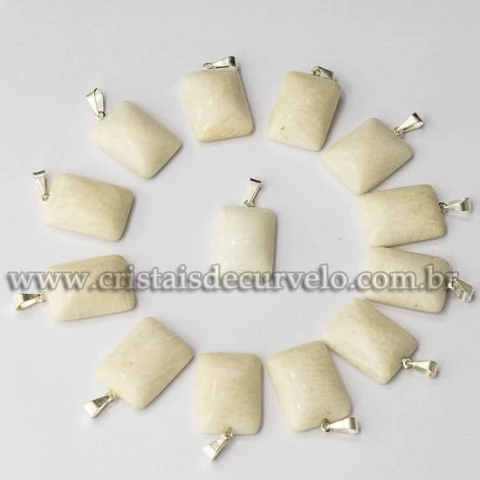 10 Pingente Retangulo Pedra Feldspato Natural Prateado ATACADO