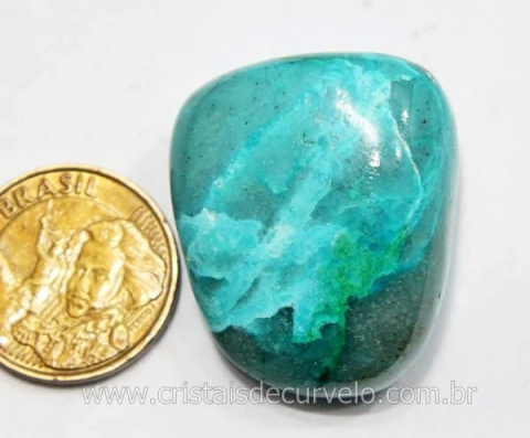 01 Crisocola Rolada Pedra Natural Mineral Nativo do Cobre para Colecionador Ref 24.3