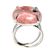 Image of Anel Cabochão Redondo Rodocrosita Natural Garra Prata 950