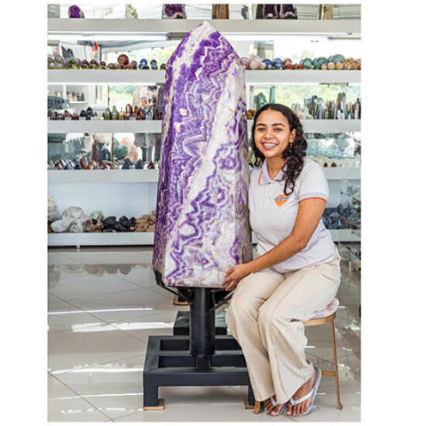 Ponta Ametista Chevron Gigante Gerador Lapidado 196Kg 1,15m