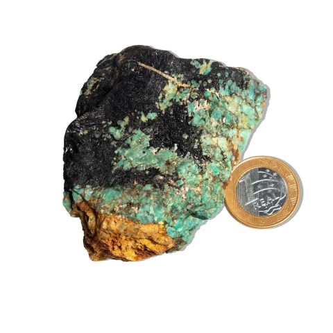 Esmeralda na Matriz Turmalina Bruta Natural 200 a 250g 90mm