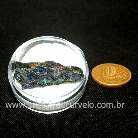 Azurita Pedra Incrustada na Matriz Natural No Estojo Cod 130779