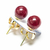 Brinco Bolinha Pedra Jade Vermelho Tarraxa Banho Dourado - buy online