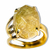 Anel Pedra Cristal com Rutilo Facetado na Garra Dourado