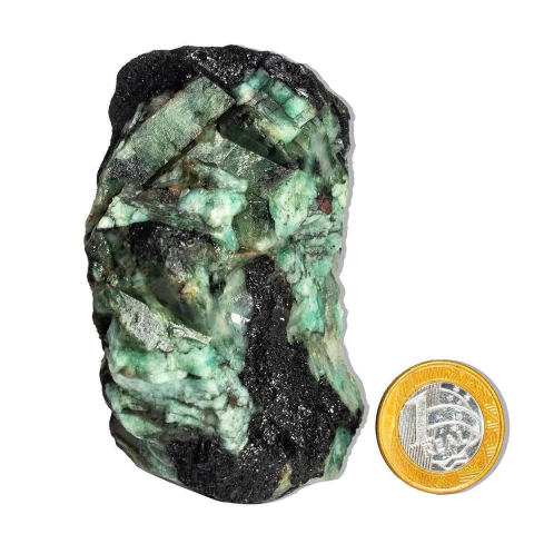 Esmeralda Bahia Canudo Incrustado no Xisto Pedra de Colecionador Cod 355.3