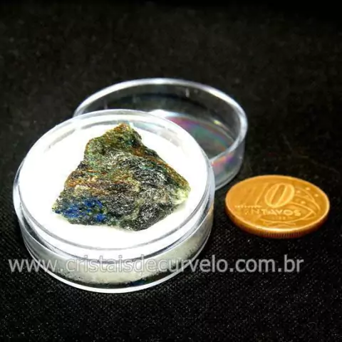 Azurita Pedra Incrustada na Matriz Natural No Estojo Cod 130788