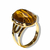Anel Olho de Tigre Cabochão Facetado na Garra Dourado - Distribuidora CristaisdeCurvelo