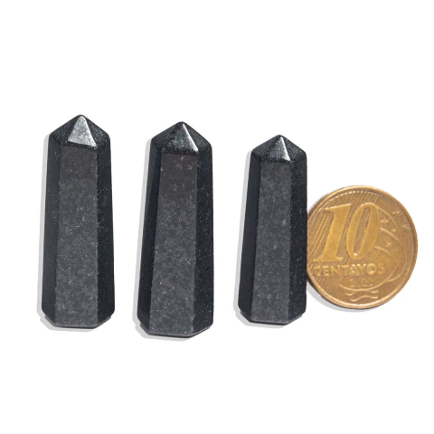 03 Mini Pontinha Quartzo Preto Pedra Extra Natural 25 a 35mm Atacado