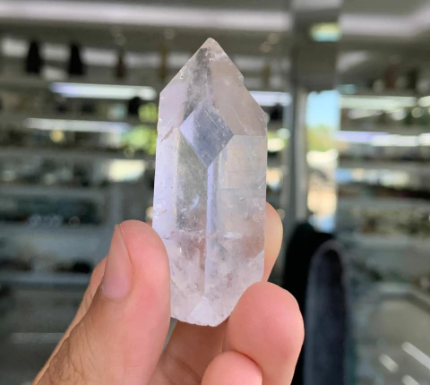 Ponta Quartzo Janela Cristal Bruto Pedra Natural 59mm 42g