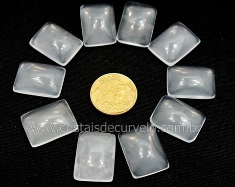10 Retangulo Cabochao pra Pingente Pedra Cristal Opalado Furado Lapidado Calibrado 15 x 20 MM