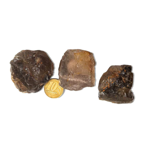 03 Bloquinho Quartzo Fumê Murion 50 a 100g Média 5cm Tipo A