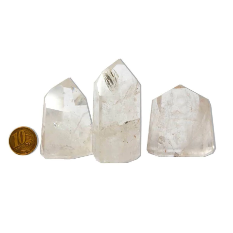 Kit 3 Mini Cristal Lemuriano Comum Gerador Sextavado 4 a 6cm