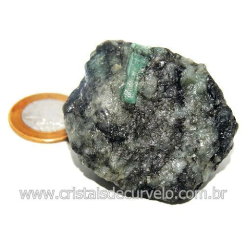 Esmeralda Canudo Incrustado Matriz Xisto Pedra Natural Cod 120072