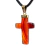 Colar Crucifixo Ágata Cornalina Natural Envolto Dourado