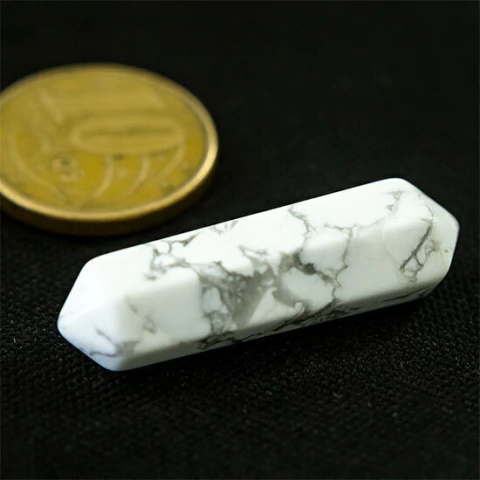 Mini Bi Terminado Howlita Branca 25mm Pedra Natural Sextavado