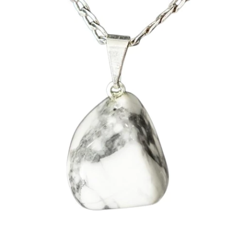 10 Pingente Pedrinha Howlita Branca Rolado Montagem Pino Prata 950 Atacado